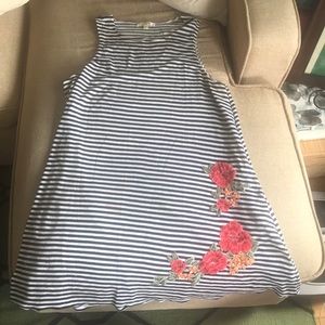 Flirty, fun striped dress with embroidered detail